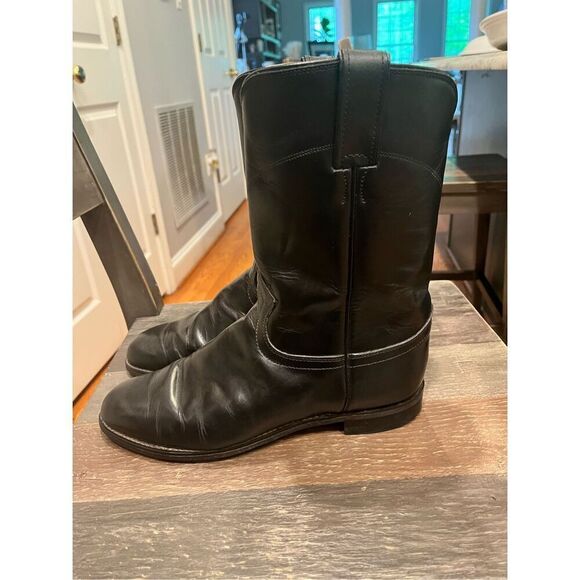 Justin Black Leather Mens 10” Corona Roper Boots sz 8-1/2EE EUC main image 6